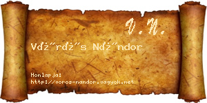 Vörös Nándor névjegykártya